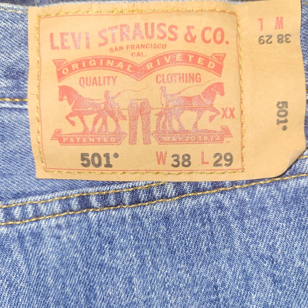 Levi's 501 Straight Leg Button Fly Denim Jeans - 38 x 29 - Picture 5 of 5